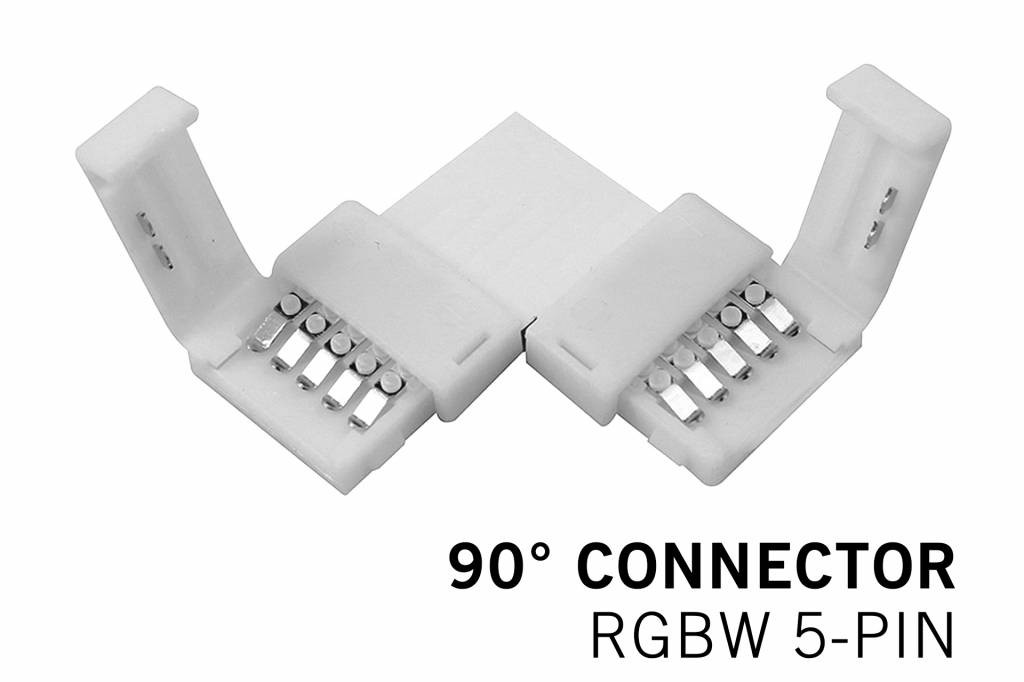 90° L-Connector voor voor 12mm RGBW | 5 Contacten | Soldeervrij