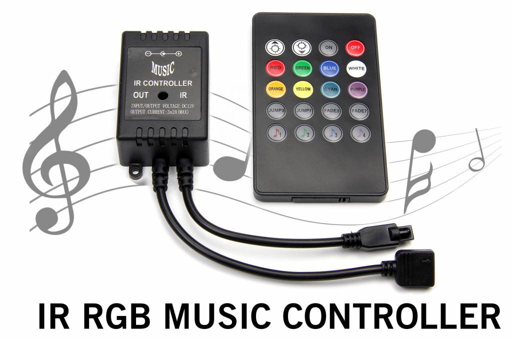 RGB IR Controller op Muziektempo met Afstandsbediening | 12-24V 3x2A