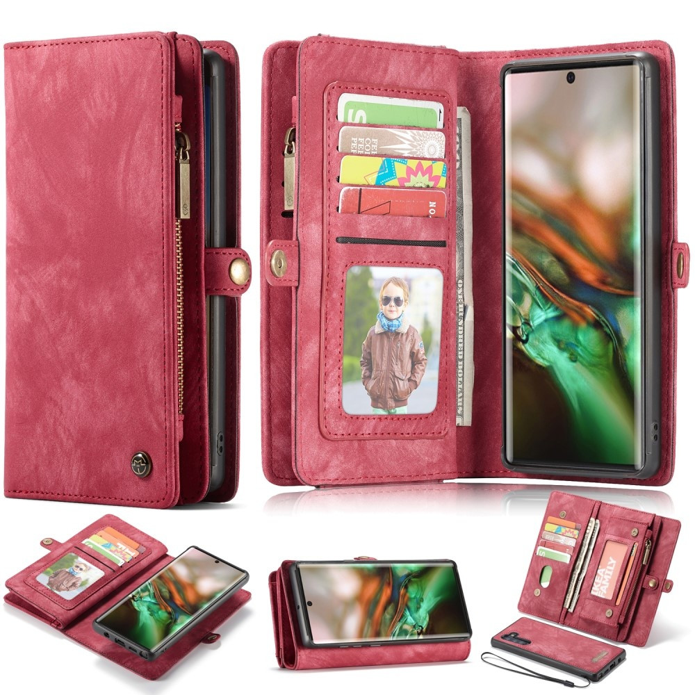 Caseme - vintage 2 in 1 portemonnee hoes - Samsung Galaxy Note 10 - Rood