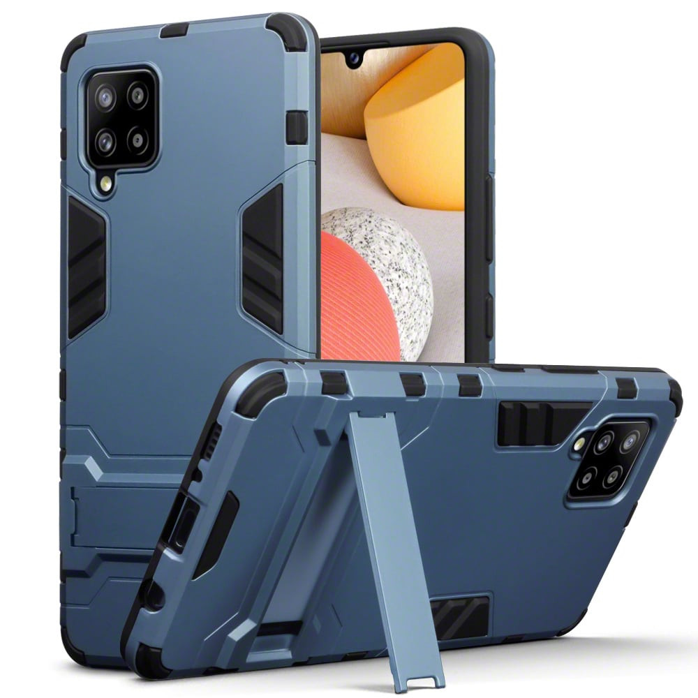 Qubits - Double Armor Layer hoes met stand - Samsung Galaxy A42 - Blauw