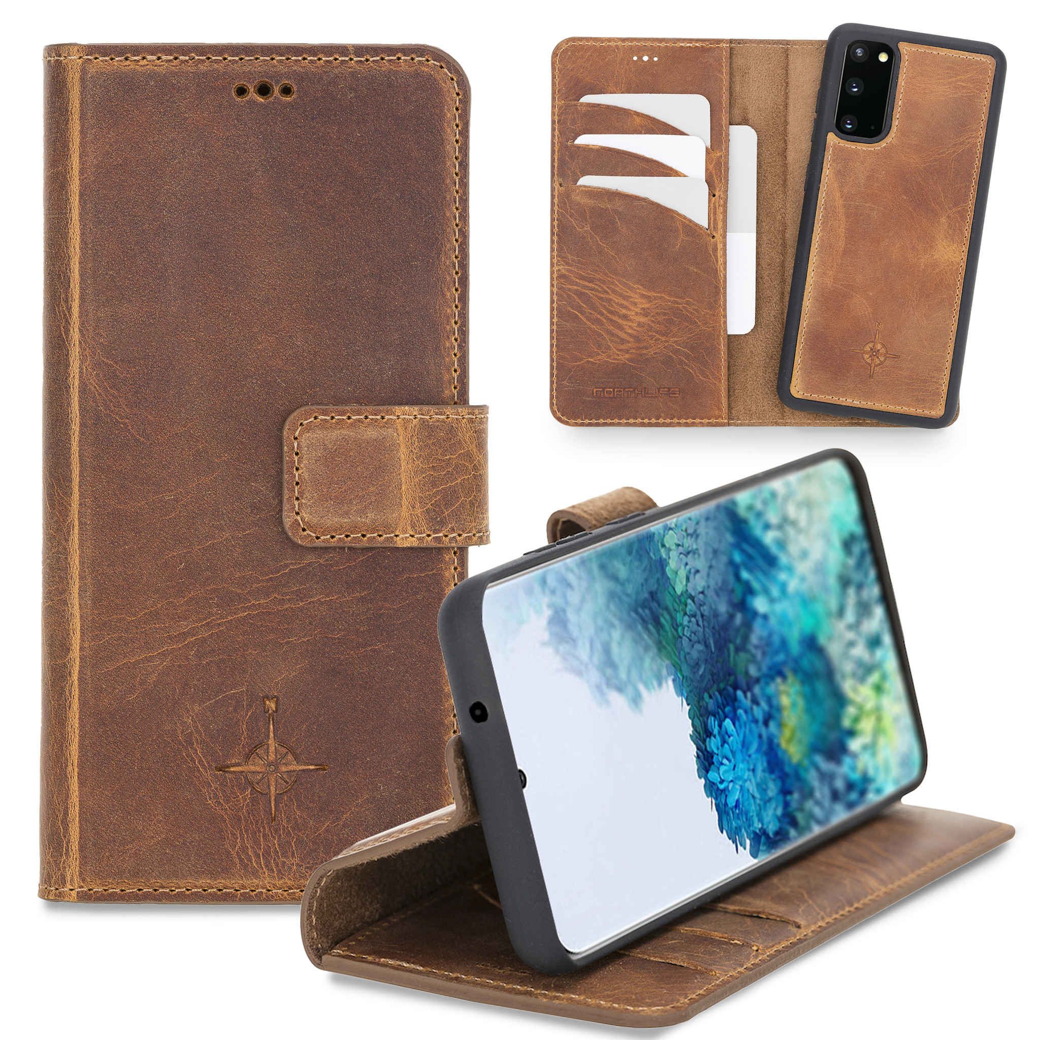 NorthLife - 2-in-1 (RFID) bookcase hoes - Samsung Galaxy S20 - Villa Cruoninga Cognac