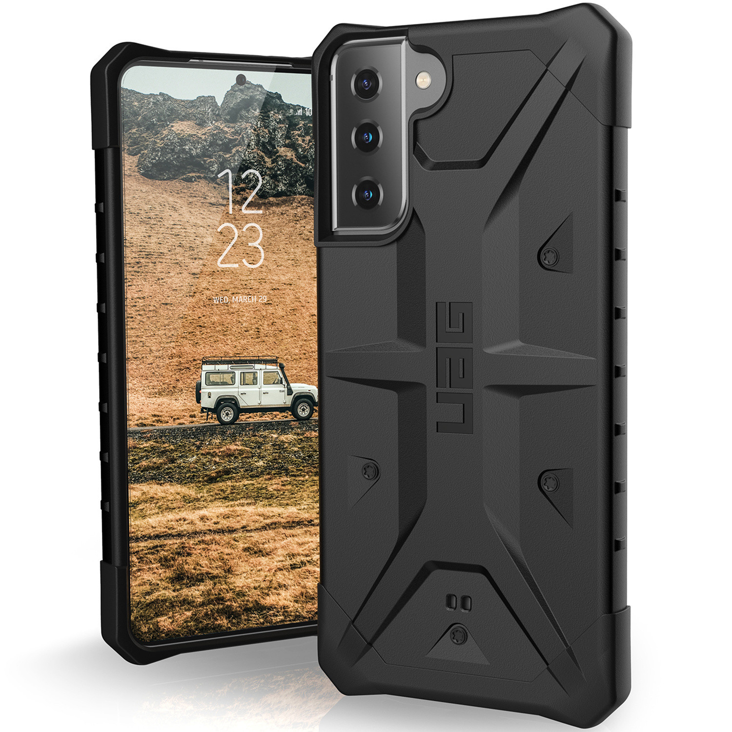UAG - Pathfinder backcover hoes - Samsung Galaxy S21 Plus - Zwart + Lunso Tempered Glass