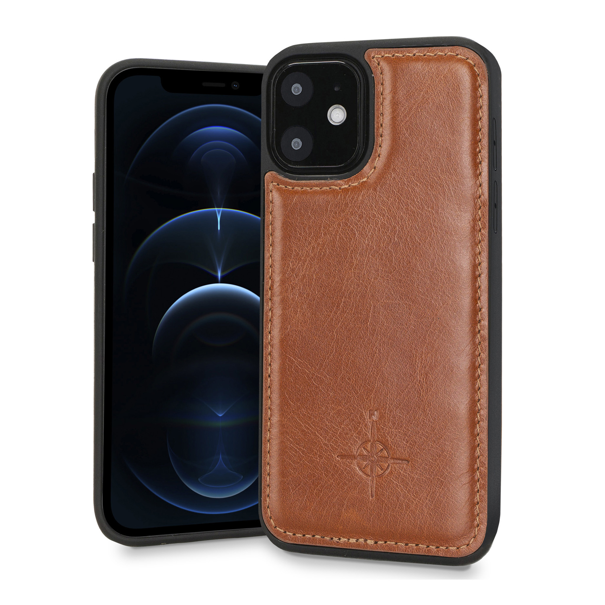 NorthLife - iPhone 12 Mini - Leren Backcover hoes - Cognac