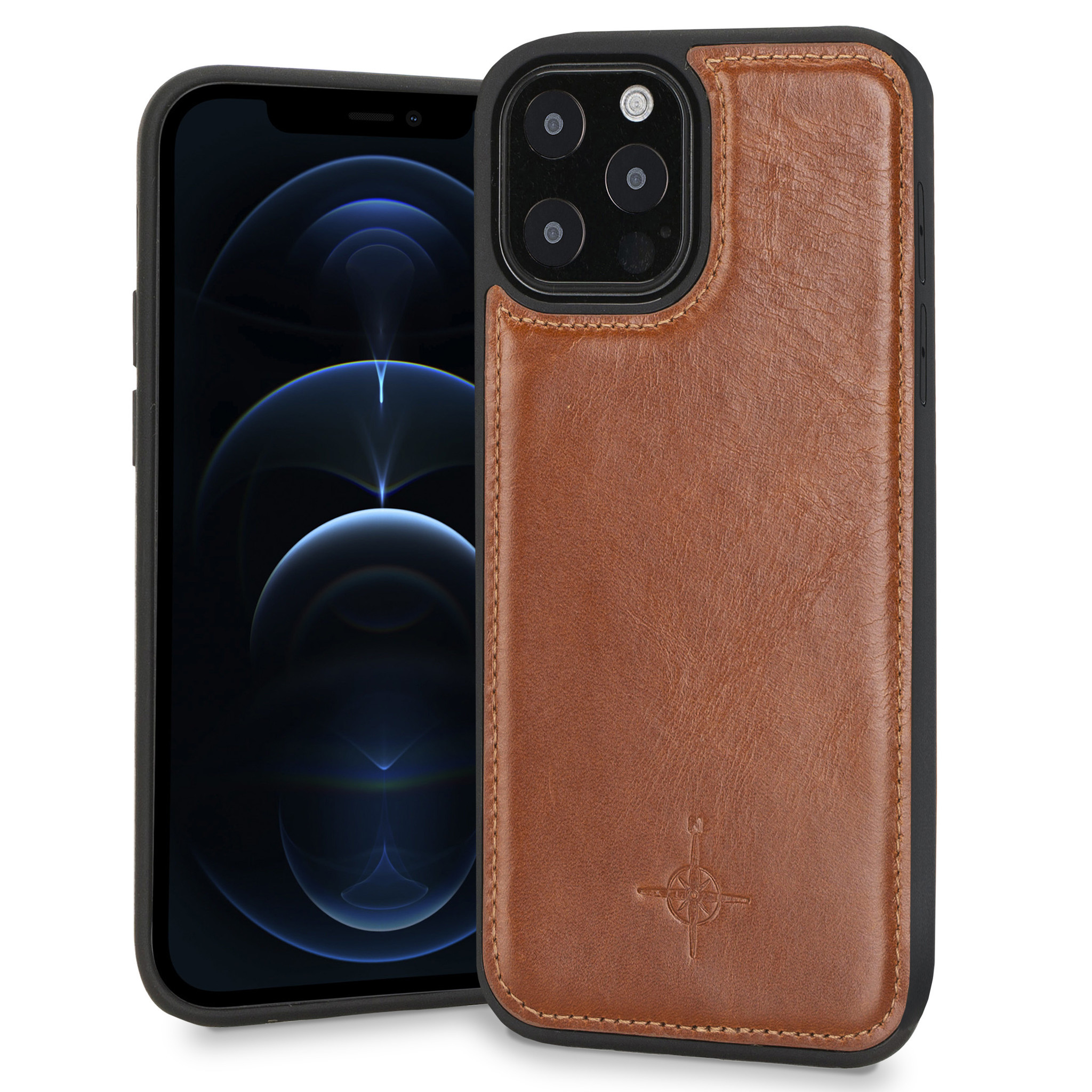 NorthLife - iPhone 12 / iPhone 12 Pro - Leren Backcover hoes - Cognac