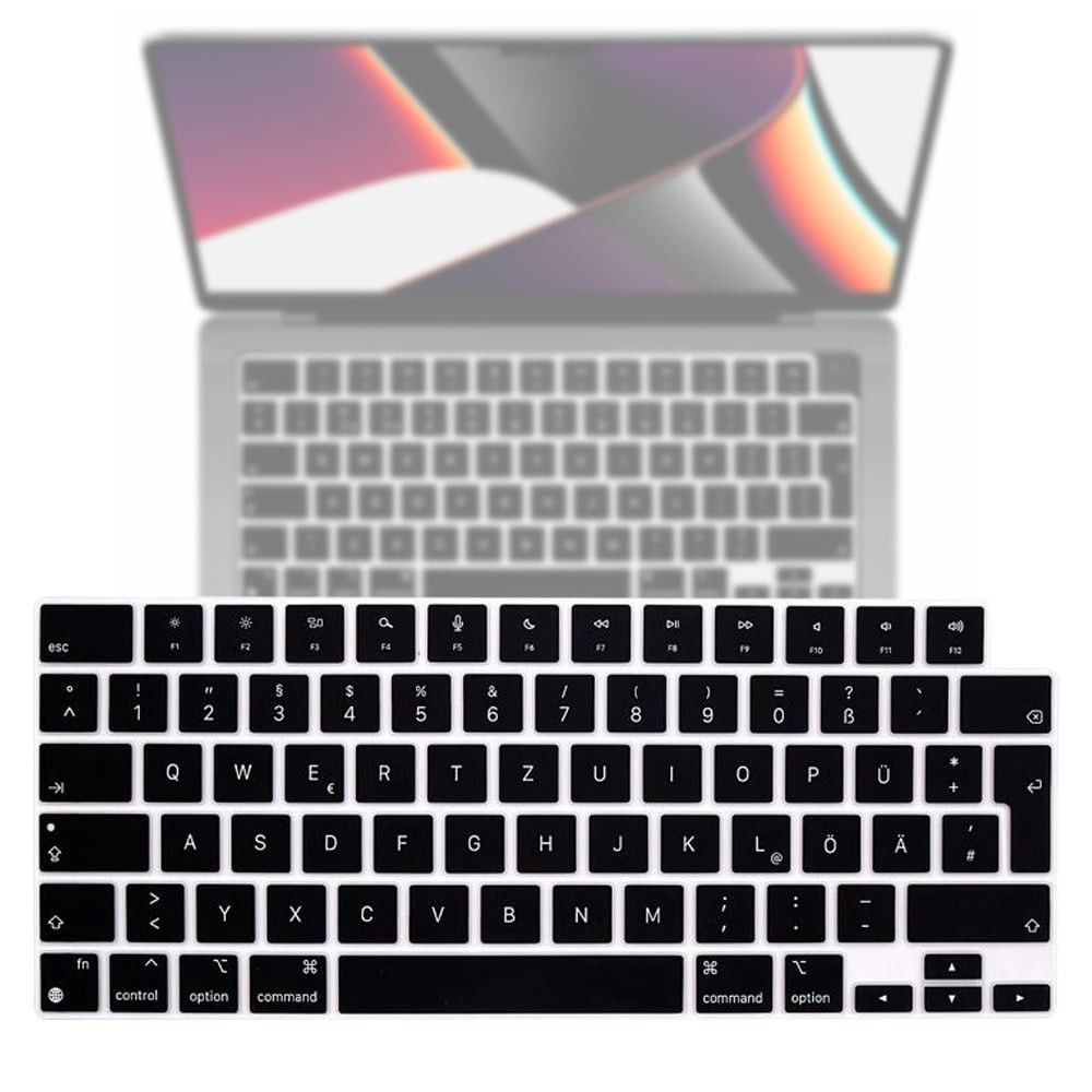Lunso MacBook Air 13 (M2/M3) / Air 15 (M2/M3) / Pro 14 / Pro 16 (M1/M2) - Keyboard Cover (EU) QWERTY indeling - Zwart