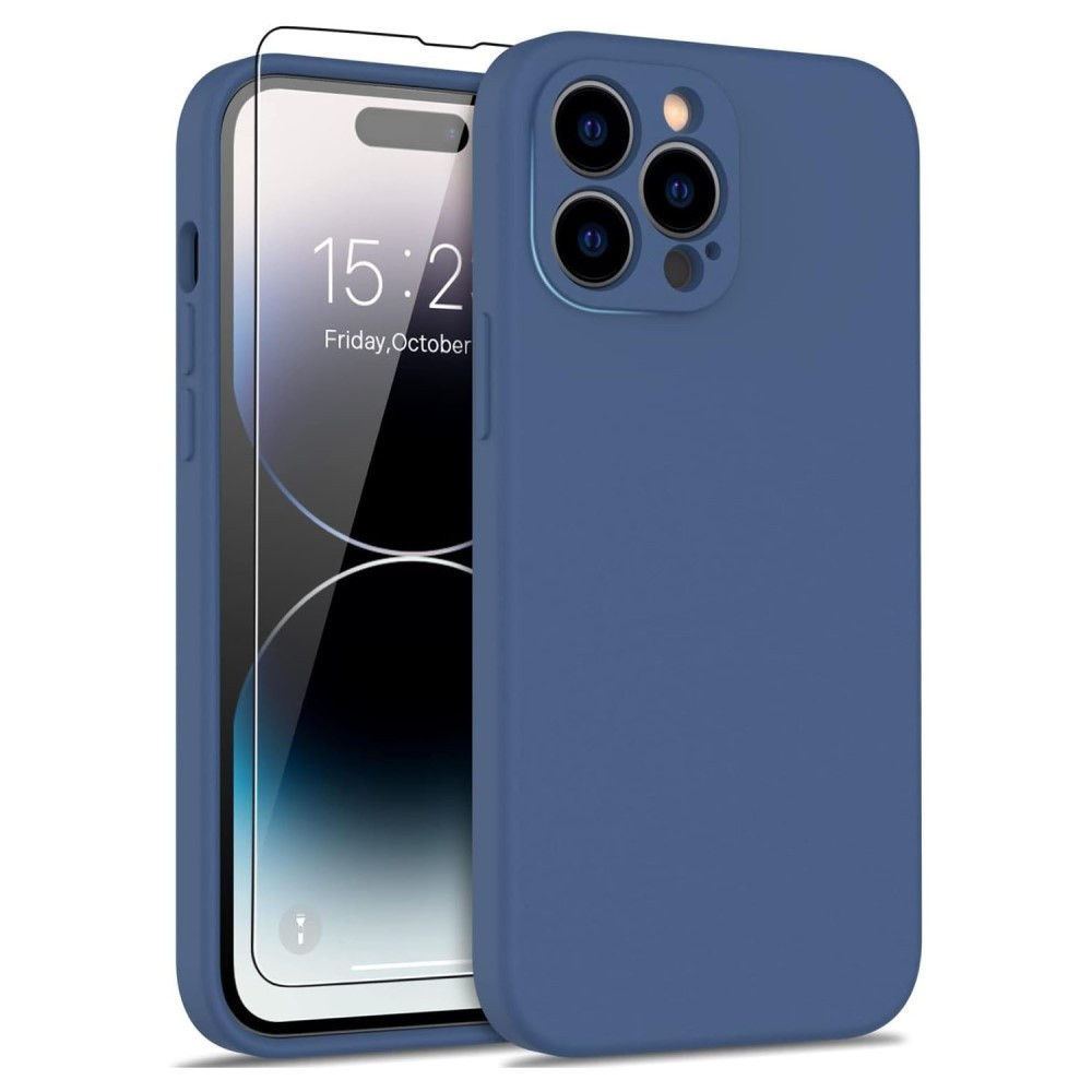 Lunso - iPhone 15 Pro - Hoesje Flexibel silicone Backcover - Donkerblauw