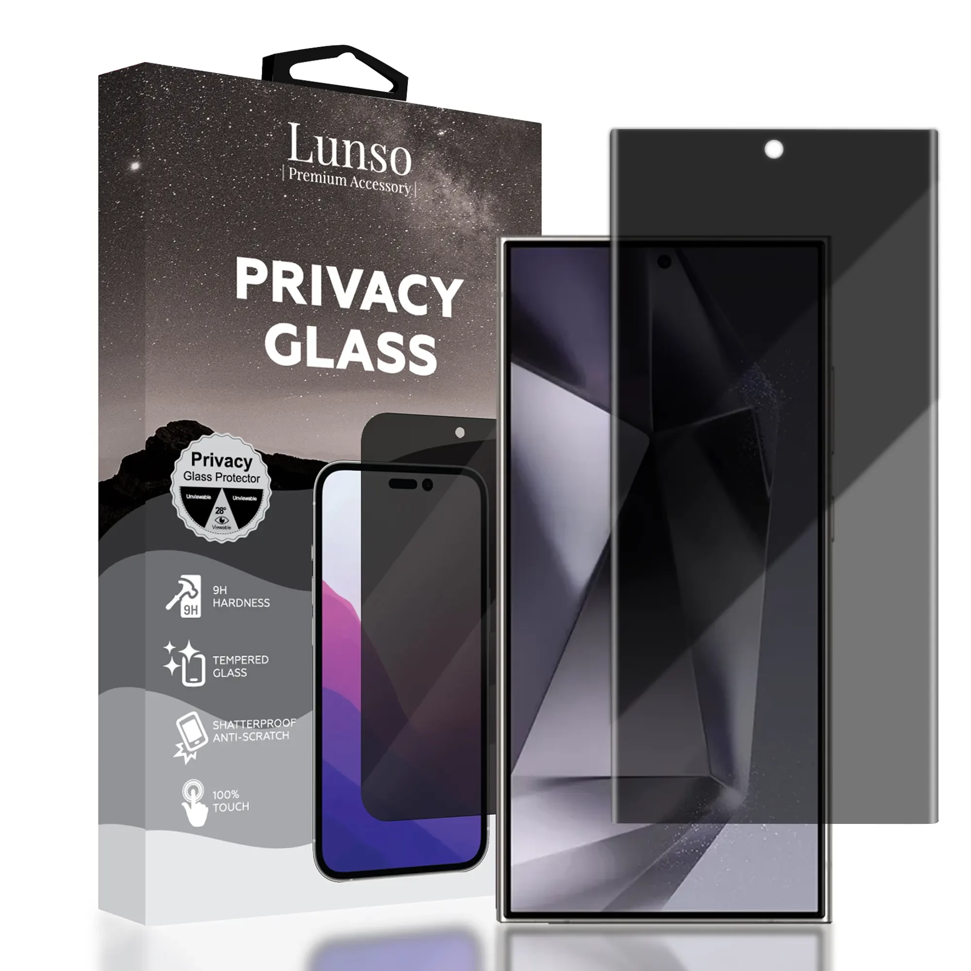 Lunso Samsung Galaxy S24 Ultra Screenprotector - Privacy Glass