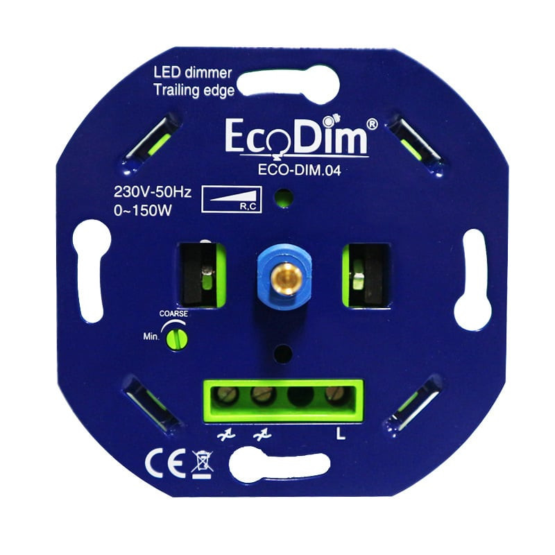 Ecodim LED dimmer - 0-150 Watt - Druk-/Draaiknop - Fase afsnijding - Inbouw - ECO-DIM.04