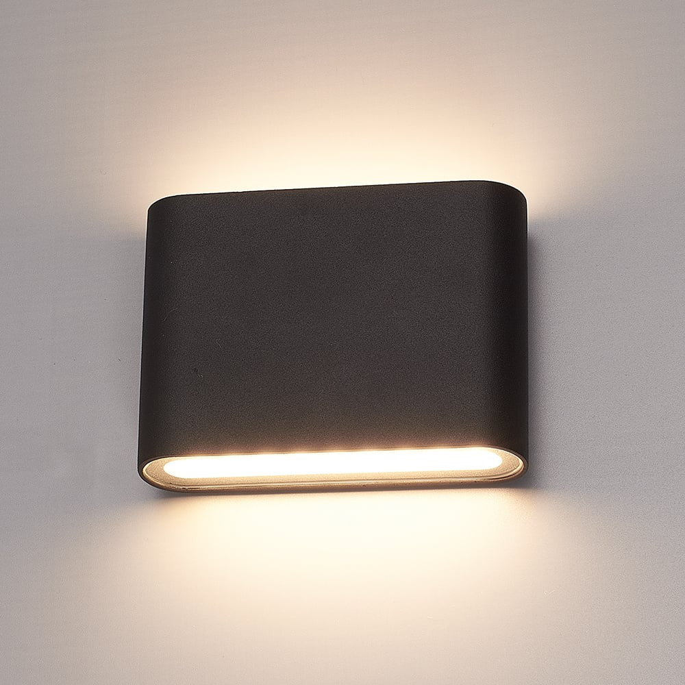 Hofronic Dallas S dimbare LED wandlamp - 3000K warm wit - 6 Watt - Up & down light - IP54 voor binnen en buiten - Tweezijdige muurlamp - Zwart