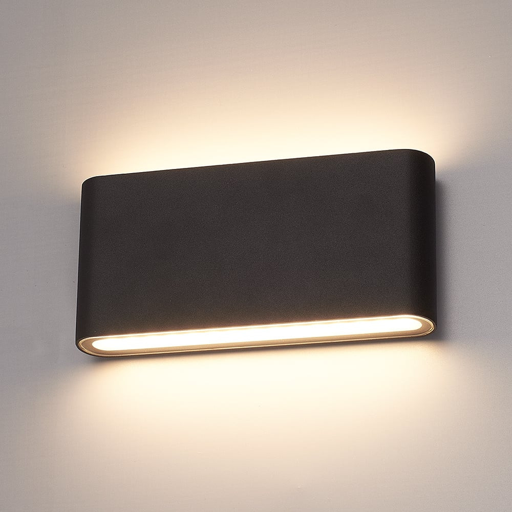 Hofronic Dallas M dimbare LED wandlamp - 3000K warm wit - 12 watt - Up & Down light - Voor binnen en buiten - Zwart