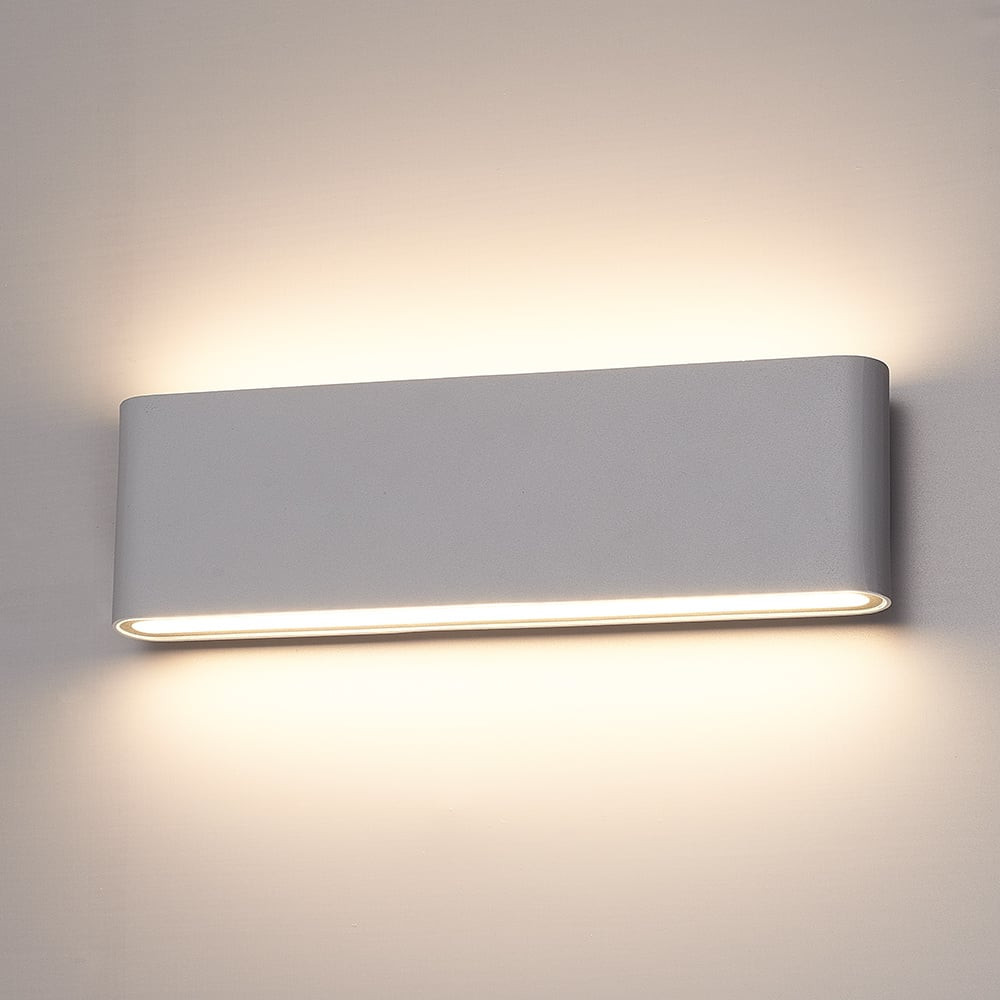 Hofronic Dallas XL dimbare LED wandlamp - 3000K warm wit - 24 Watt - Up & down light - IP54 voor binnen en buiten - Tweezijdige muurlamp - Grijs