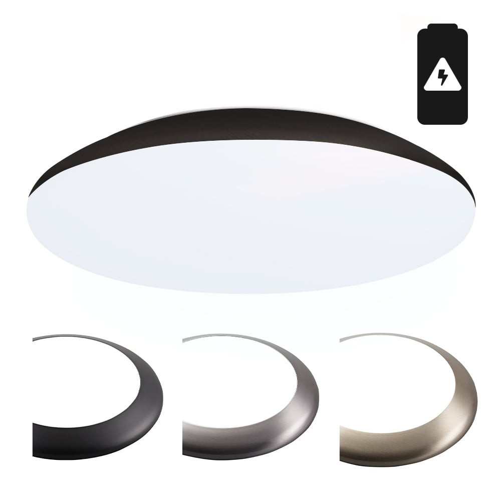 HOFTRONIC™ LED Bulkhead 38 cm - Plafondlamp met noodaccu - 25W 2600 Lumen - 6500K Daglicht wit - IK10 - Zwart - IP65 Waterdicht