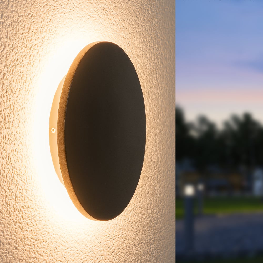 HOFTRONIC™ Casper XL LED Wandlamp Zwart - 3000K warm wit - 9 Watt - Rond - Muurlamp voor binnen en buiten