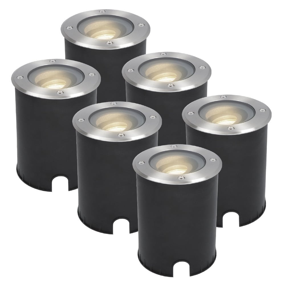 HOFTRONIC™ 6x Lilly dimbare LED Grondspot - Kantelbaar - Overrijdbaar - Rond - RVS - 4000K - 5 Watt - IP67 waterdicht - 3 jaar garantie