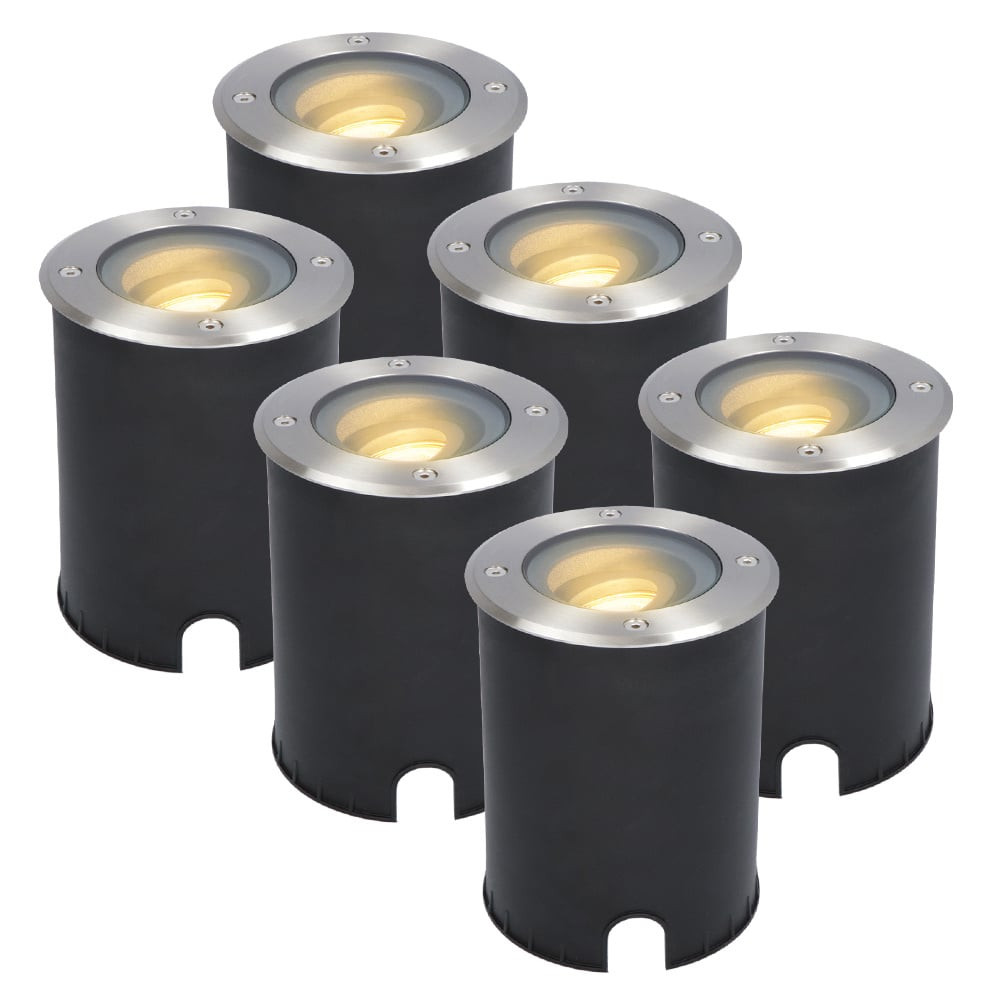HOFTRONIC™ 6x Lilly dimbare LED Grondspot - Kantelbaar - Overrijdbaar - Rond - RVS - 2700K - 5 Watt - IP67 waterdicht - 3 jaar garantie