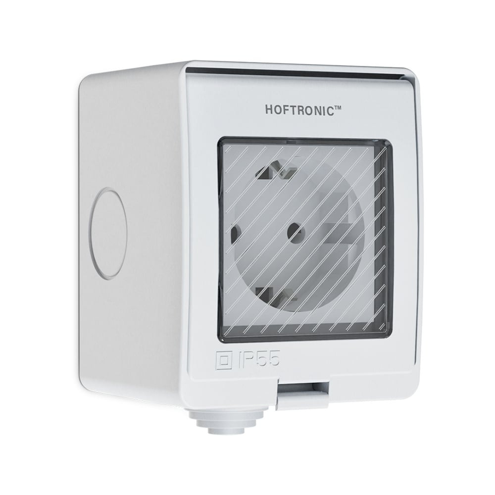 HOFTRONIC™ Slim Buitenstopcontact - IP55 voor binnen en buiten - Slimme stekker WiFi + Bluetooth 16A - Bediening via App - Compatibel met Google Home & Alexa