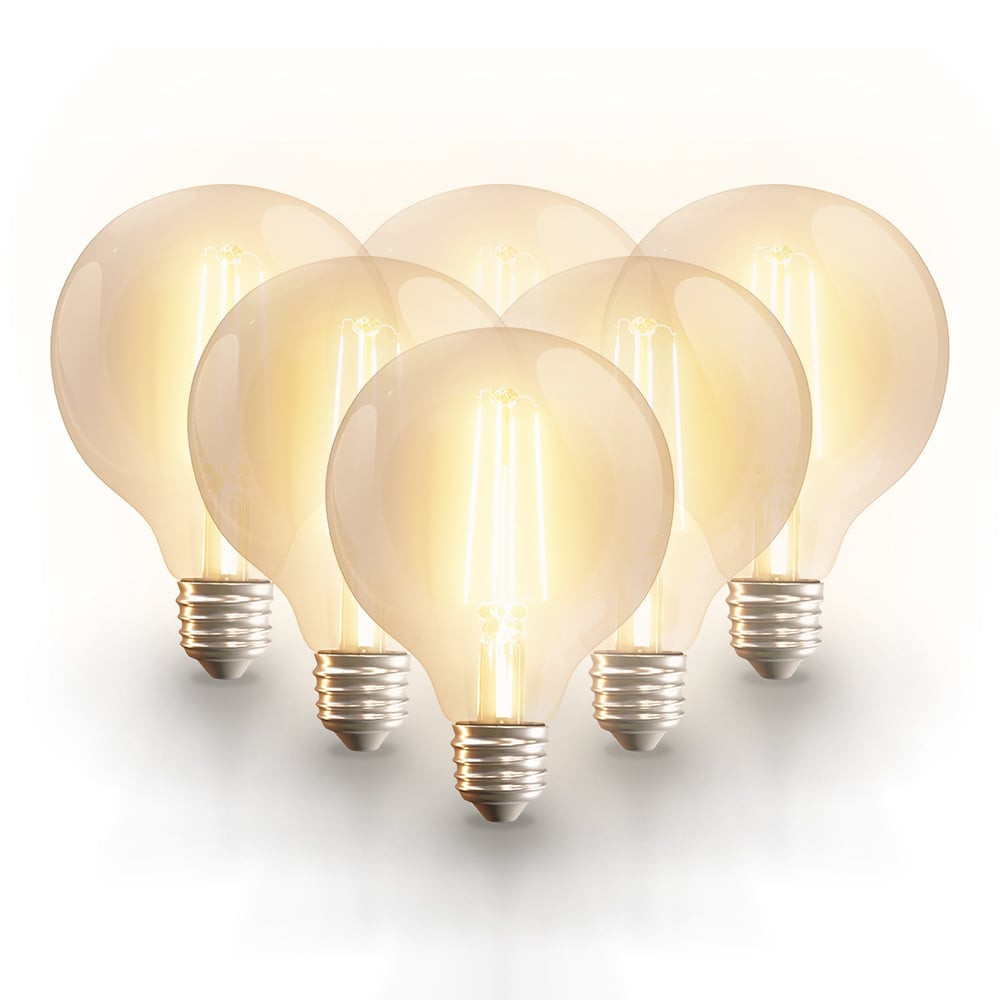 HOFTRONIC SMART 6x Smart E27 LED filament lamp - G95 - Wifi & Bluetooth - 806lm - 7 Watt - Warm wit tot koud wit