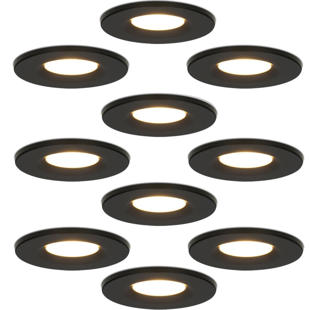 HOFTRONIC™ Set van 10 Inbouwspots - Dimbaar - 6 Watt - 2700K Warm wit licht - IP65 waterdicht - Plafondspot Zwart - Venezia
