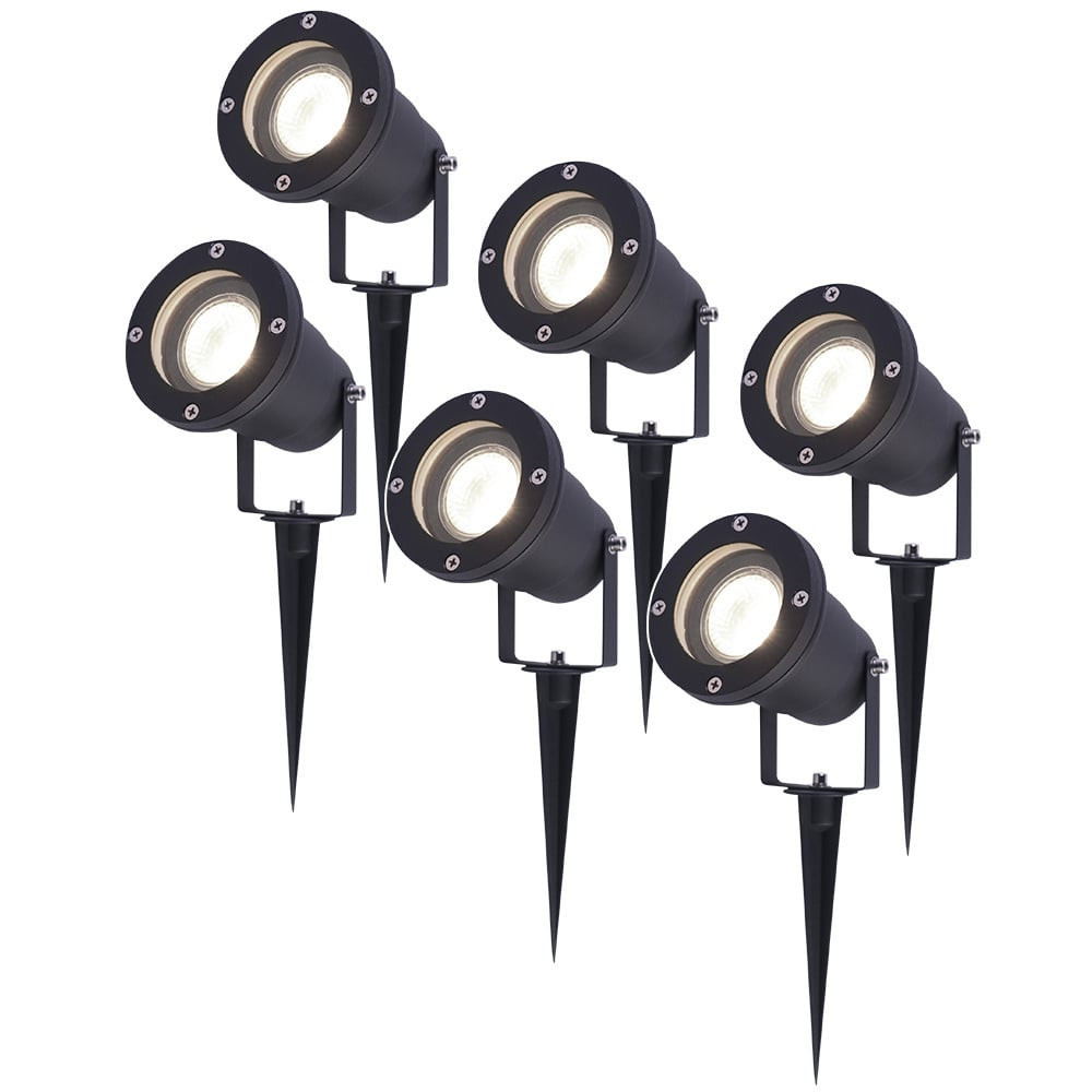V-TAC Set van 6 LED Prikspots - 4000K Neutraal wit - Kantelbaar - IP44 Vochtbestendig - Aluminium - Tuinspot - Geschikt voor in de tuin - Zwart - 3 jaar garantie
