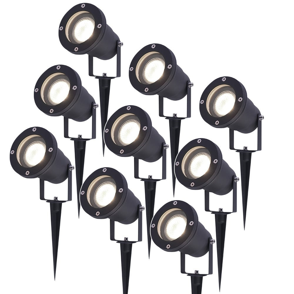 V-TAC Set van 9 LED Prikspots - 4000K Neutraal wit - Kantelbaar - IP44 Vochtbestendig - Aluminium - Tuinspot - Geschikt voor in de tuin - Zwart - 3 jaar garantie