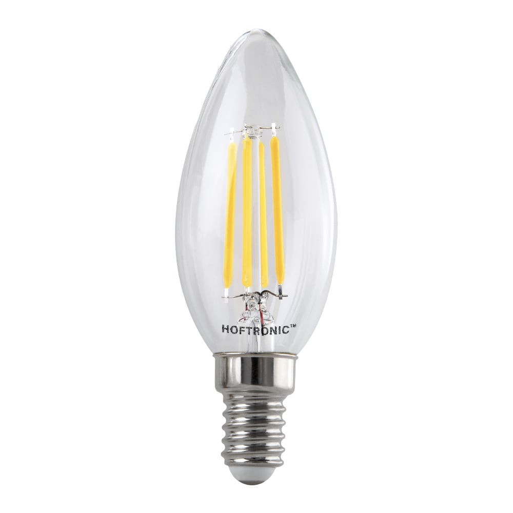 HOFTRONIC™ E14 LED Filament - 4 Watt 470 lumen - 2700K warm wit licht - kleine fitting - Vervangt 40 Watt - C37 kaarslamp