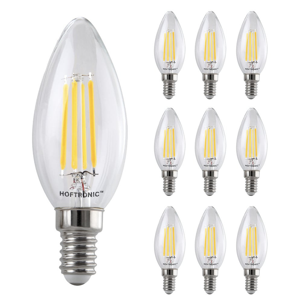HOFTRONIC™ 10x E14 LED Filament - 4 Watt 470 lumen - 2700K warm wit licht - kleine fitting - Vervangt 40 Watt - C37 kaarslamp