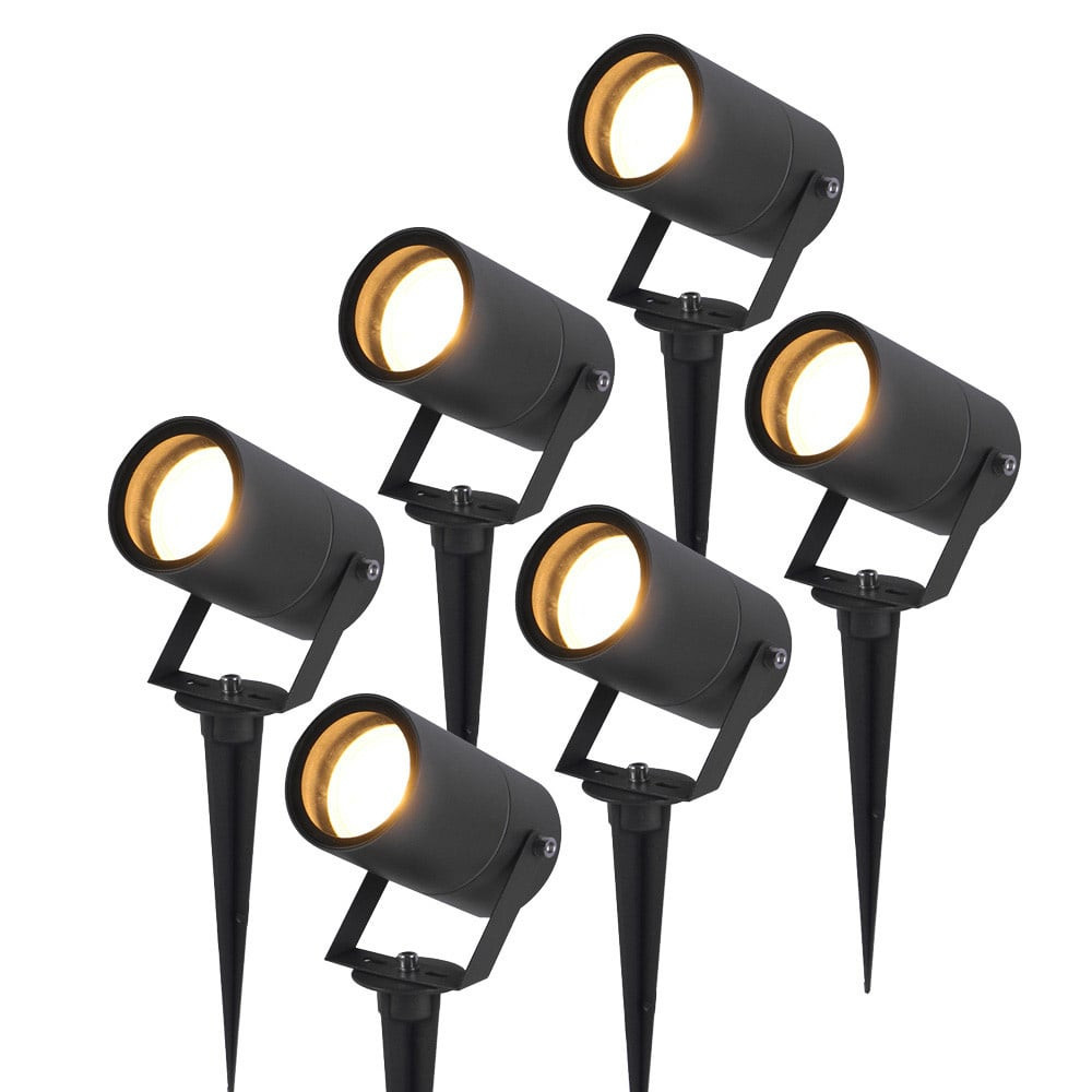 HOFTRONIC™ Set van 6 Spikey dimbare LED prikspots - excl. GU10 - Wandspot - IP65 voor binnen en buiten - Grondspies - Zwart