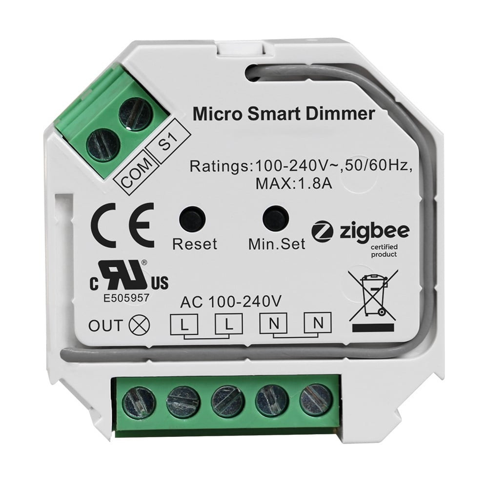 HOFTRONIC™ Zigbee Mini LED dimmer/ontvanger Pro - Draadloos - maximaal 400 Watt - No Neutral - IP20 - Voor pulsdimmer