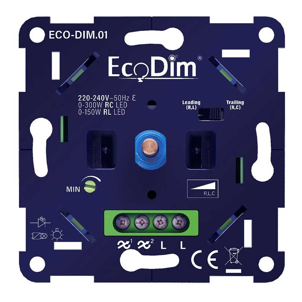 Ecodim LED dimmer 0-300 Watt Fase aan- en afsnijding ECO-DIM.01