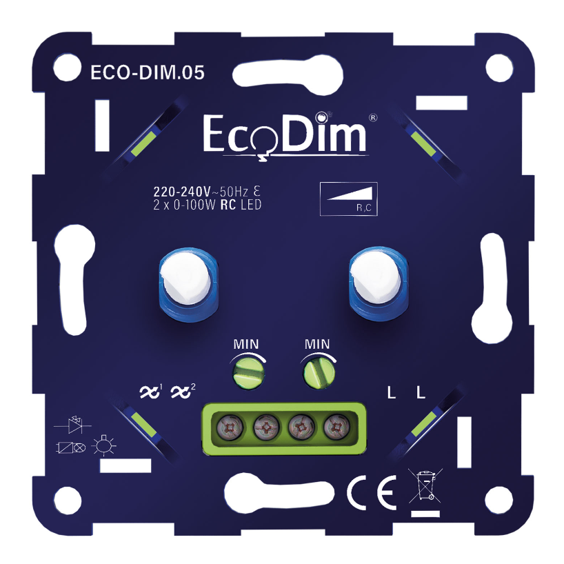 Ecodim EcoDim ECO-DIM.05 led duo dimmer fase afsnijding 2x100W maximaal