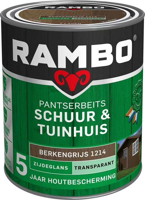 Rambo Pantserbeits Schuur & Tuinhuis Zijdeglans Transparant - 750 ml Berkengrijs