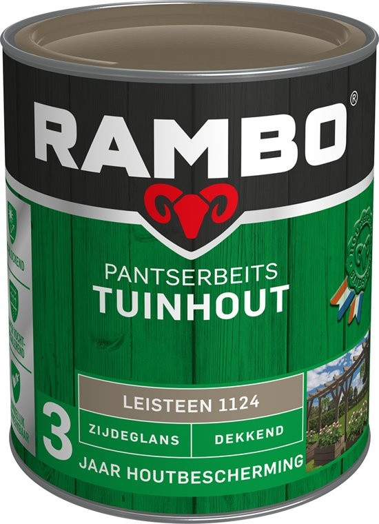 Rambo Pantserbeits Tuinhout Zijdeglans Dekkend - 750 ml Leisteengrijs