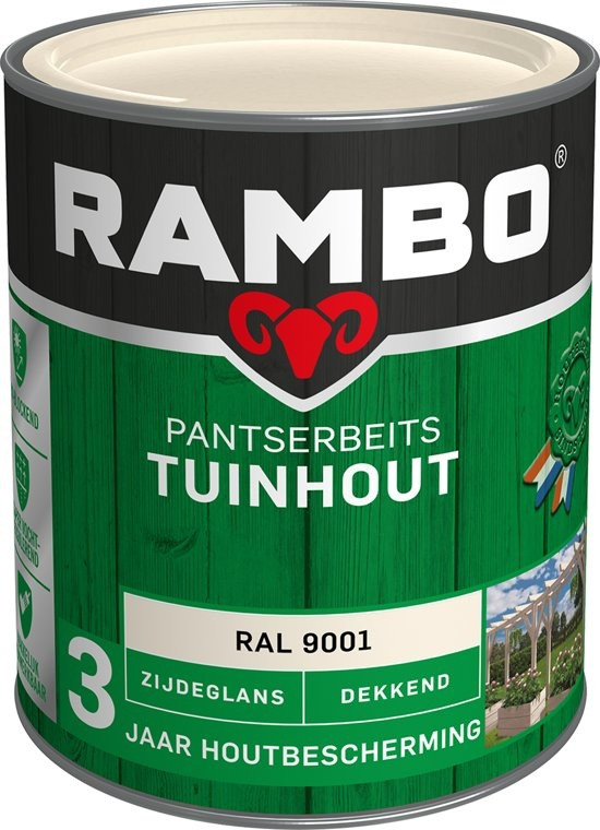 Rambo Pantserbeits Tuinhout Zijdeglans Dekkend - 750 ml Ral 9001