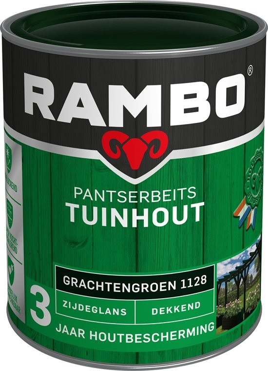 Rambo Pantserbeits Tuinhout Zijdeglans Dekkend - 750 ml Grachtengroen