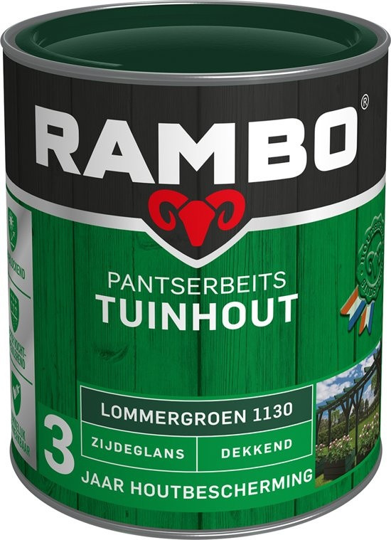 Rambo Pantserbeits Tuinhout Zijdeglans Dekkend - 750 ml Lommergroen