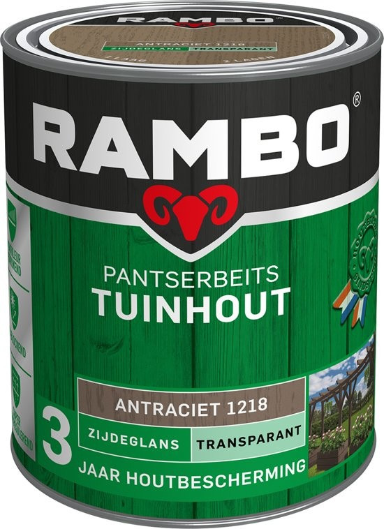 Rambo Pantserbeits Tuinhout Zijdeglans Transparant - 750 ml Antraciet