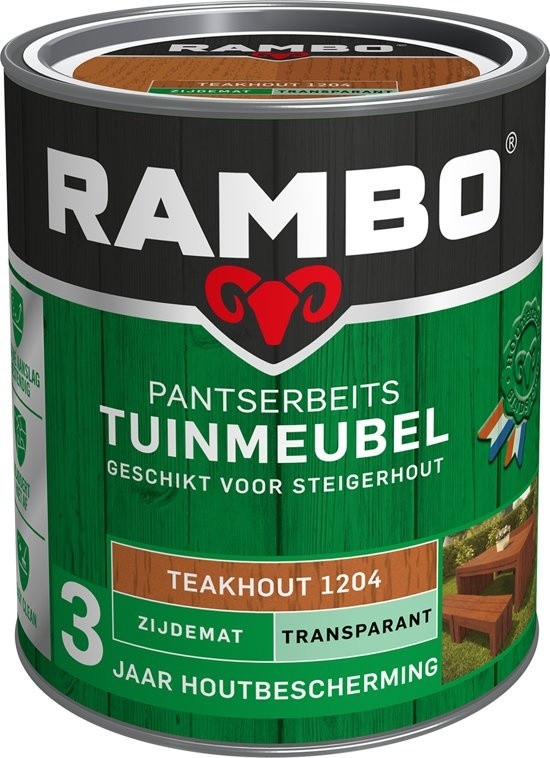 Rambo Pantserbeits Tuinmeubel Zijdemat Transparant - 750 ml Teakhout
