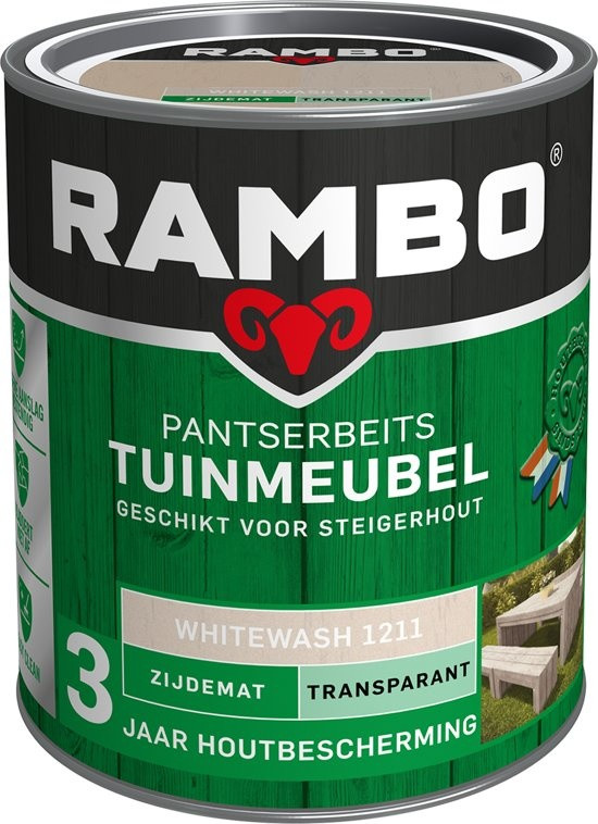 Rambo Pantserbeits Tuinmeubel Zijdemat Transparant - 750 ml Whitewash