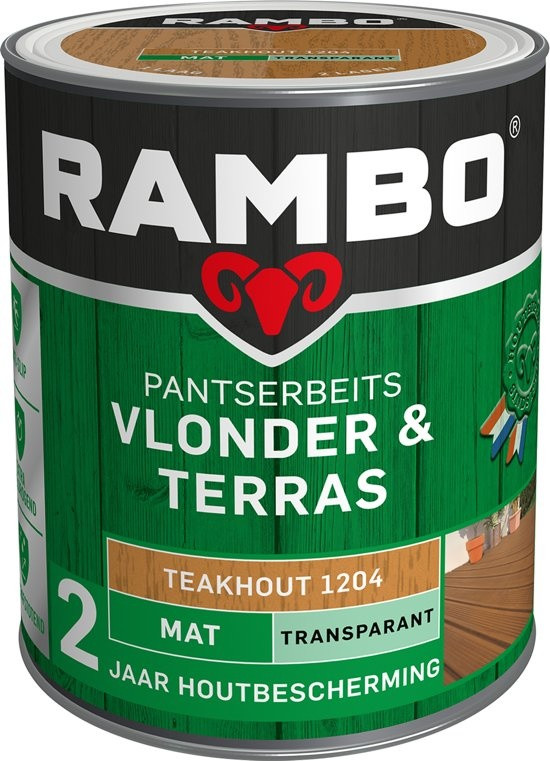 Rambo Pantserbeits Vlonder & Terras Mat Transparant - 1 liter Teakhout