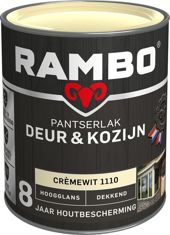 Rambo Pantserlak Deur & Kozijn Hoogglans Dekkend - 750 ml Crèmewit
