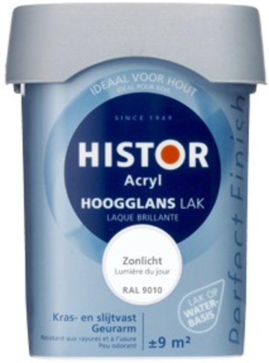 Histor Acryl Hoogglans Lak - RAL 9010 Zonlicht