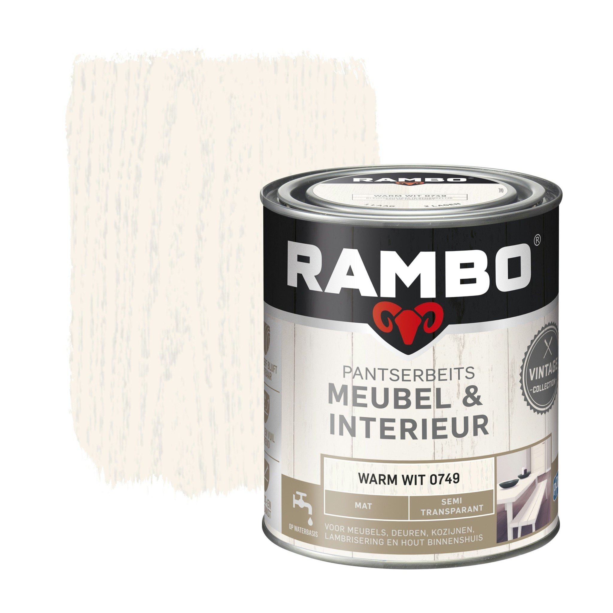 Rambo Pantserbeits Meubel & Interieur Mat 750 ml - Warm Wit