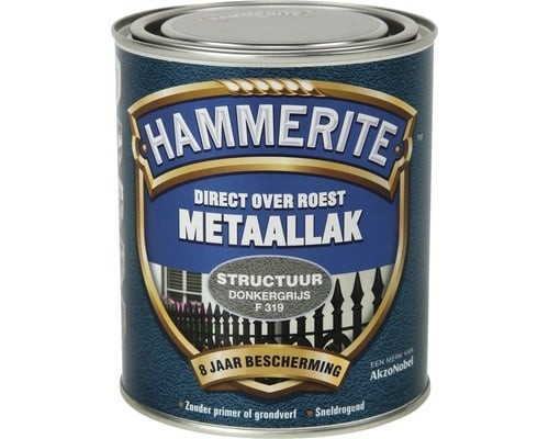 Hammerite Metaallak Direct over Roest Structuur - F319 Donkergrijs