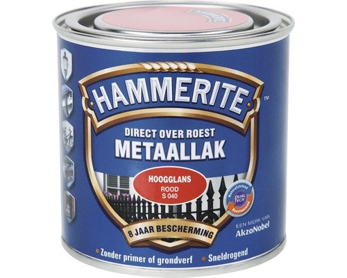 Hammerite Metaallak Direct over Roest Hoogglans - S040 Rood