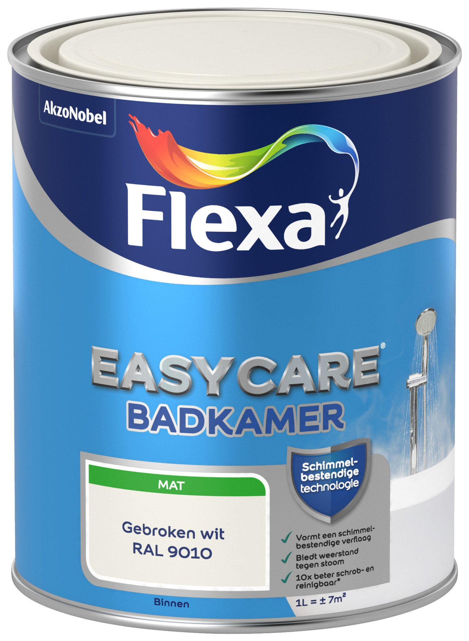 Flexa Easycare Muurverf Badkamer Mat - RAL 9010 - 1 liter