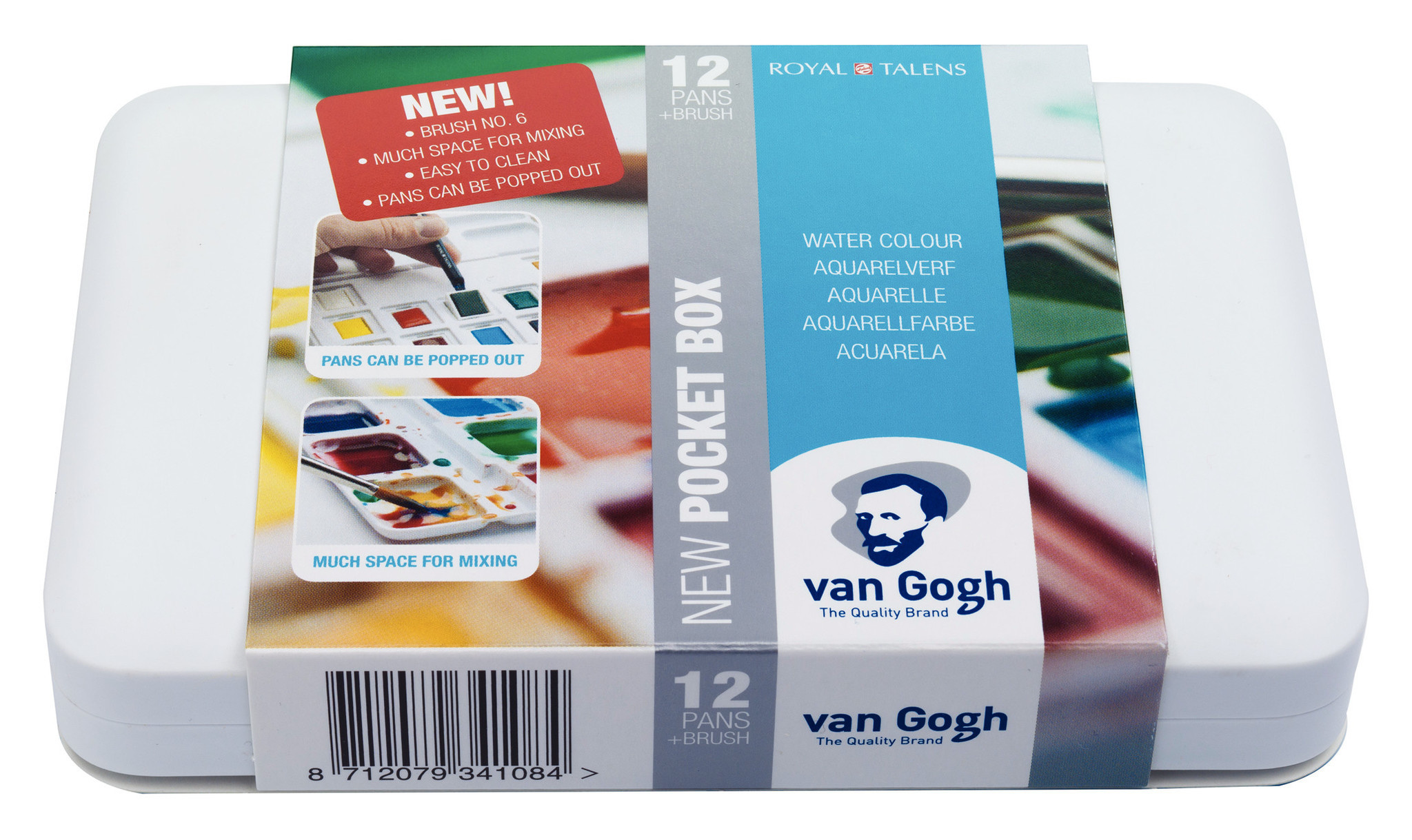 Van Gogh Aquarelverf Pocket Box Basic Colours - 12 kleuren - Halve Napjes