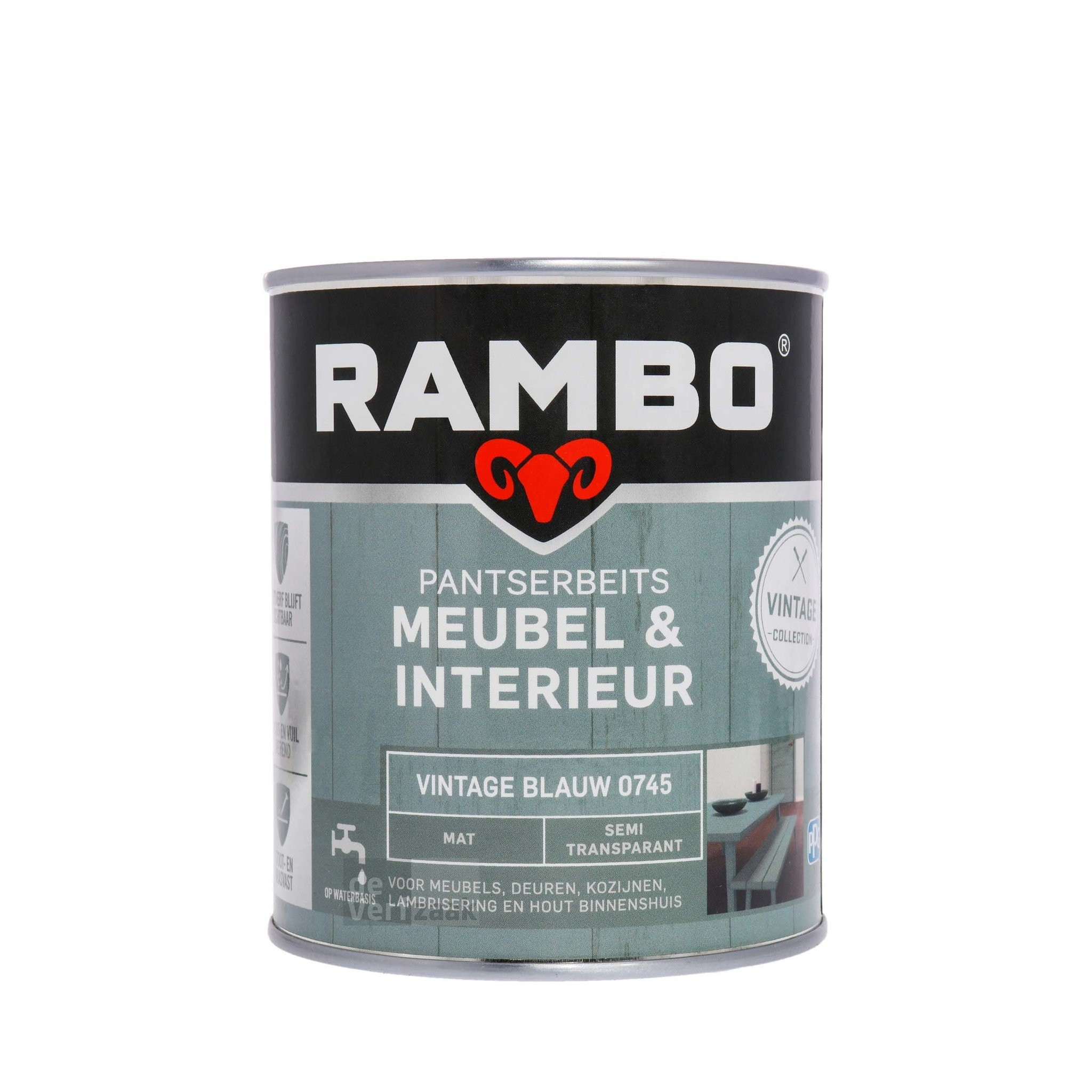 Rambo Pantserbeits Meubel & Interieur Mat 750 ml - Vintage Blauw
