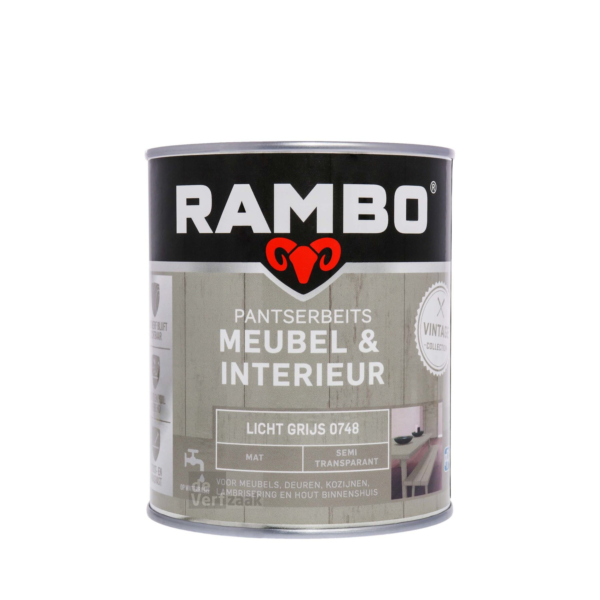 Rambo Pantserbeits Meubel & Interieur Mat 750 ml - Licht Grijs