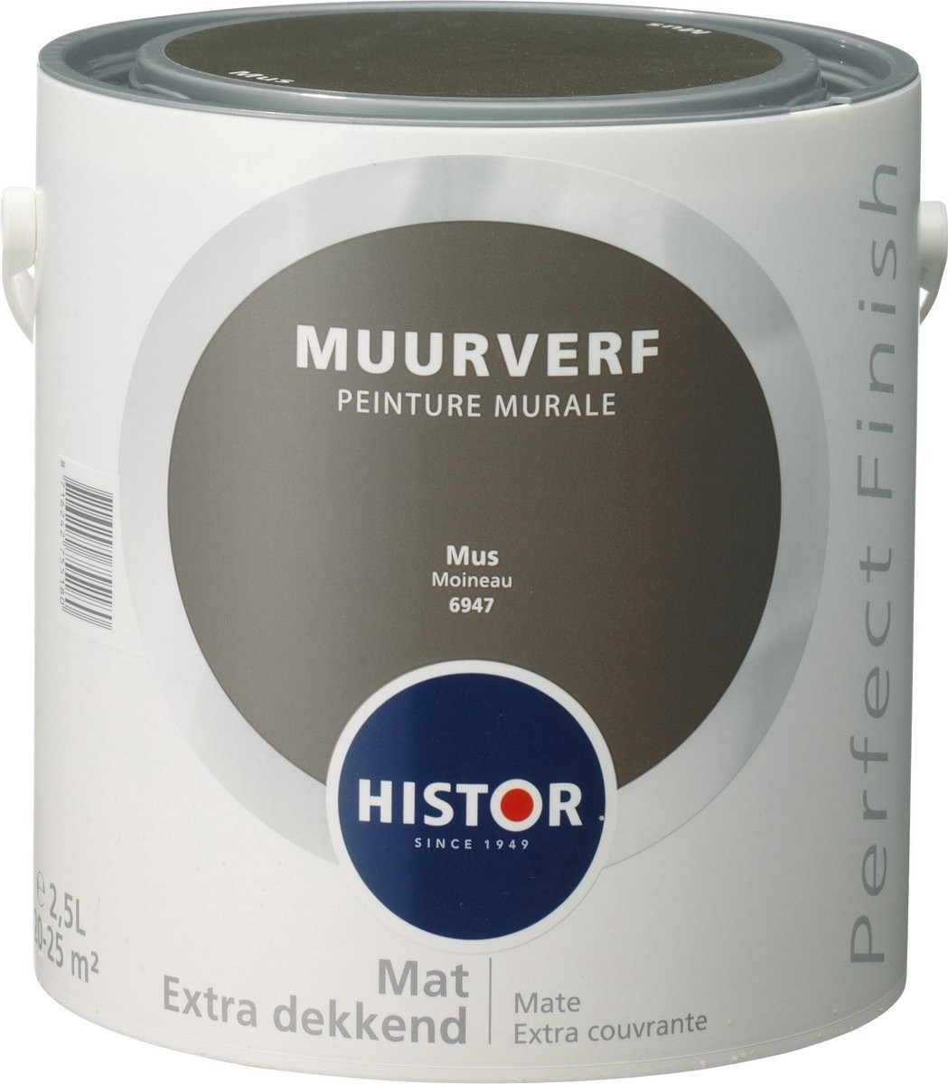 Histor Perfect Finish Muurverf Mat - Mus - 2,5 liter