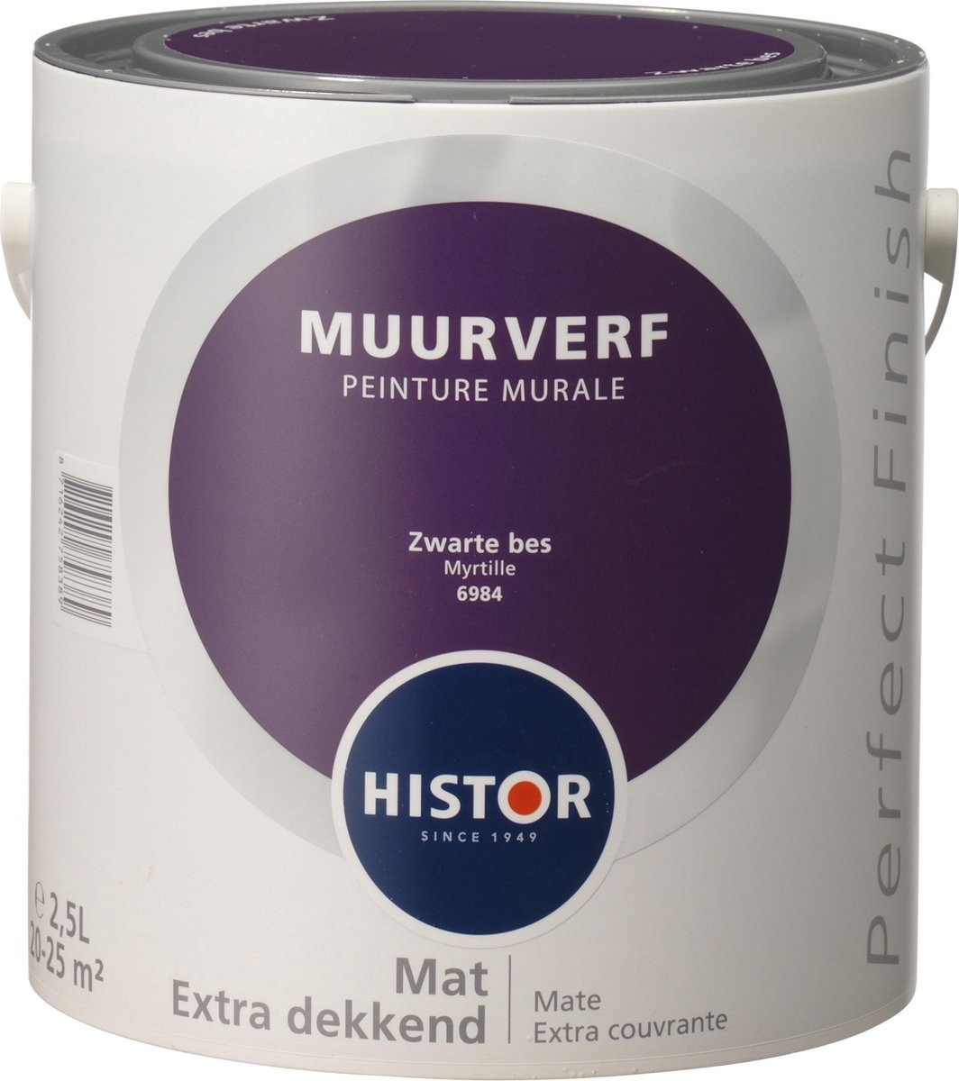 Histor Perfect Finish Muurverf Mat - Zwarte Bes - 2,5 liter